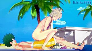 Himiko Toga and Mitsuki Bakugo and Izuku Midoriya intense sex - my hero academia hentai 😏