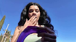 Black-haired harley haze plays with toys and takes cum?