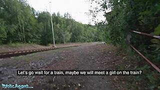 Public Agent Mia Trejsi Fucks Her Tight Pussy with Dildo