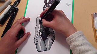 Look at this athletic latina girl in latex with big tits and ass getting drawn quickly