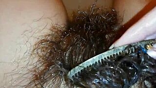 Hairy bush shines underwater in unique fetish close-up video. A rare tight view awaits.
