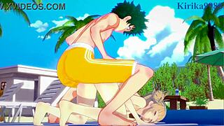 Himiko Toga and Mitsuki Bakugo and Izuku Midoriya intense sex - my hero academia hentai 😏