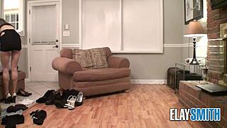 teen tries on dress showing huge tits and slender body