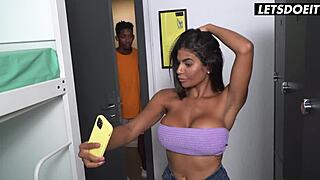 Latina beauty gets pounded by big black cock roommate