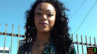 Gorgeous Solo Ebony Tranny with Pierced Cock Fingers Tight Ass in Steamy Scene