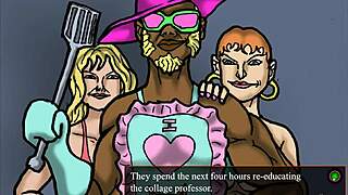 dude, this big butt white professor got banged by a pimp in hentai gameplay... bad ending 😱