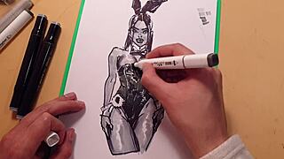 Look at this athletic latina girl in latex with big tits and ass getting drawn quickly