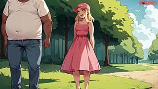 I tempt an innocent blonde with a lollipop in park