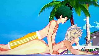 Himiko Toga and Mitsuki Bakugo and Izuku Midoriya intense sex - my hero academia hentai 😏