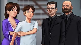 Black Beauty with Big Natural Tits Bathes in Summertime Saga Gameplay.