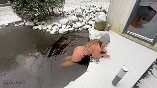 Watch Curvy German Maja Heat Up After That Ice Bath! She's So Wet and Ready Now!