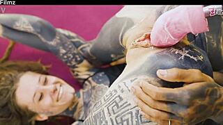 Tattoed couple hard fucking and anal play - anal sloppy blowjob rough goth punk alt porn zf038