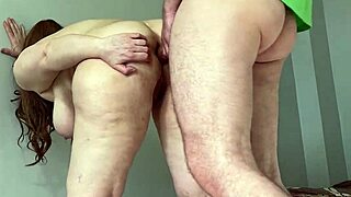 Stepson has rough anal sex with big stepmother and cums on her ass