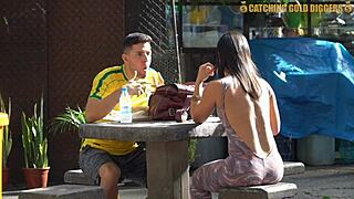 Brazilian teen with bubble butt picked up for rough pussy pounding