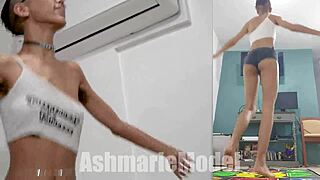 Dance revolution with braless Latina bunny flashing upskirt secrets