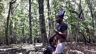 Southern couple explores deep throat and ass play outdoors