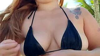 African Beauty Flashes Tiny Bikini at Beach for Attention