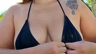 African Beauty Flashes Tiny Bikini at Beach for Attention