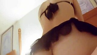 petite girl rides and gets a big load