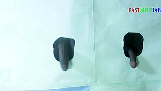 Eastsidebabe and Patricia9ja took turns for glory hole blowjob action.