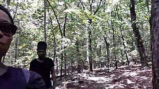 Southern couple explores deep throat and ass play outdoors