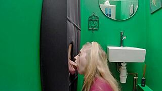 gloryhole teen sucks cock in uniform and swallows 😈