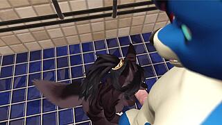 Dominant hunk takes advantage of a slutty fitness enthusiast in VRChat porn part 1