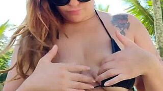 African Beauty Flashes Tiny Bikini at Beach for Attention