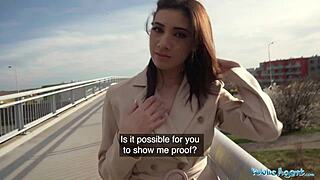 Super Sexy Brunette Flashes Tits and Ass for Wild Public Action