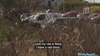 Super Sexy Brunette Flashes Tits and Ass for Wild Public Action