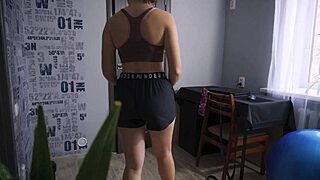 pawg milf teases her tight ass in sporty under armor shorts