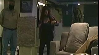 Sexy milf candi annie gives blowjob and shows natural tits in behind-the-scenes interview during covid.