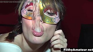 Depraved teen drinks cum from used condoms, wow, DP in real orgy!