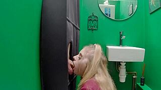 gloryhole teen sucks cock in uniform and swallows 😈