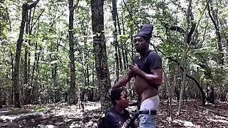 Southern couple explores deep throat and ass play outdoors