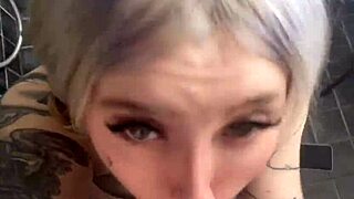 Beautiful amateur whore deepthroats and gets fucked roughly in shower