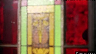 Amber Moore can't resist uniform blowjob