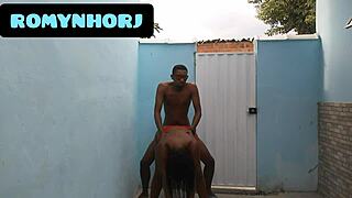 brazilian bbw gets anal in the backyard