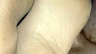 Homemade Footjob in Sheer Nylons with Sexy Toe Play