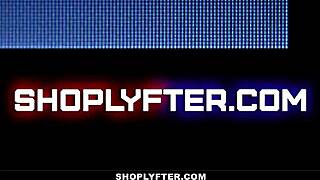 Pretty ashley aleigh caught licking cream faces shop punishment