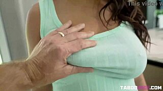 lexi victoria pulls her mint green lingerie down