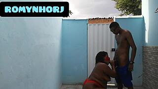 brazilian bbw gets anal in the backyard