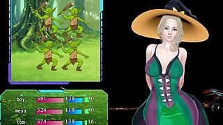 demon hunter babe bends over for big cock in wild 3d scene. old guy joins.