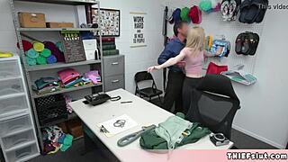 Skinny Blonde Shoplifter Caught by Pervy Mall Cop