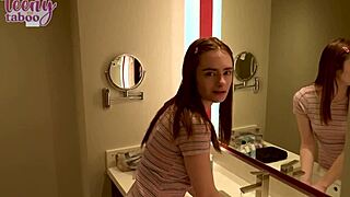 How does 18yo Reese Robbins ride Seth Brogan? Her wet pussy gets creampied in lingerie!