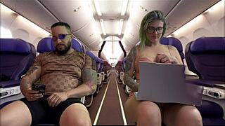 Woman Masturbates in Airplane Seat, I Join Watching Her Touch Herself