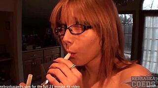 PREPPY COLLEGE BLONDE SHOWING OFF CASUAL NUDITY!