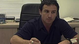 Horny blonde chick with big tits gets away with everything