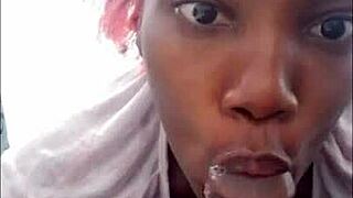 Slamming deep throat action with sloppy head and pussy farts for Mastermeat1.