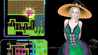 demon hunter babe bends over for big cock in wild 3d scene. old guy joins.